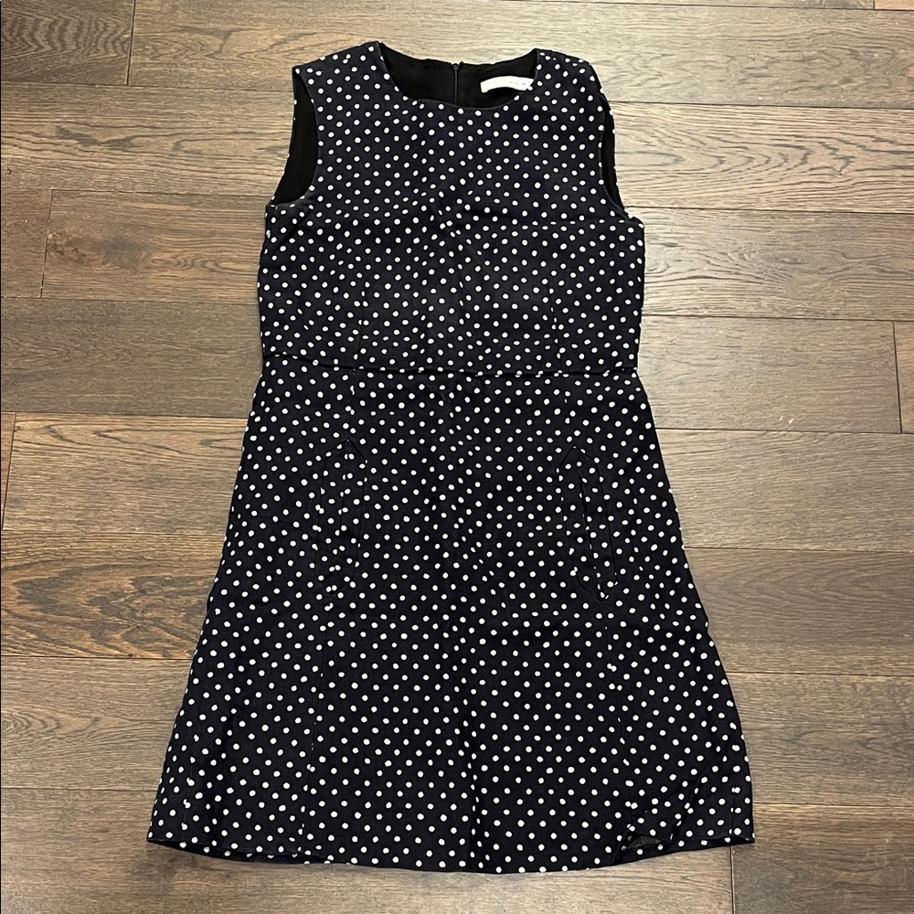 Chloé Navy and White Polka Dot Dress 100% linen